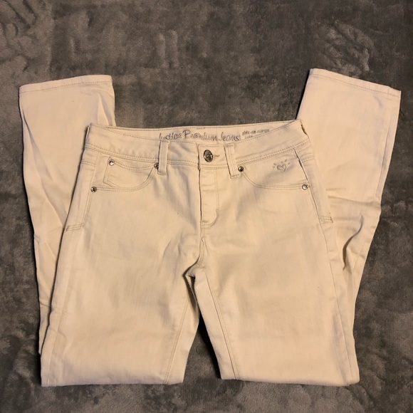 🦋3/$20 Justice offwhite cream colored jeans Sz 14 - Picture 1 of 6
